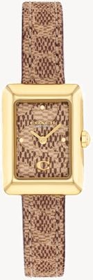 Coach Ladies Mara Gold Tone Brown Leather Strap Watch 14504585