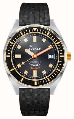 Squale Matic S Automatic (39mm) Sunray Black Dial / Black Mosaic Rubber Strap MATICGBKBK.MRBK