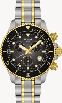 Tissot Seastar 1000 Quartz Chronograph (38mm) Graded Grey-Black Dial / Two-Tone Stainless Steel Bracelet Watch T1202172206100