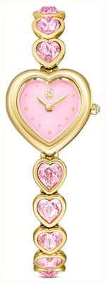 Swarovski Idyllia Heart (22mm) Pink Sunray Dial / Gold PVD Stainless Steel and Pink Crystal Bracelet 5741519