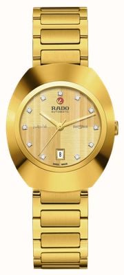 RADO DiaStar Original Automatic Diamonds (30mm) Gold Dial / Yellow Gold PVD Stainless Steel Bracelet R12171713
