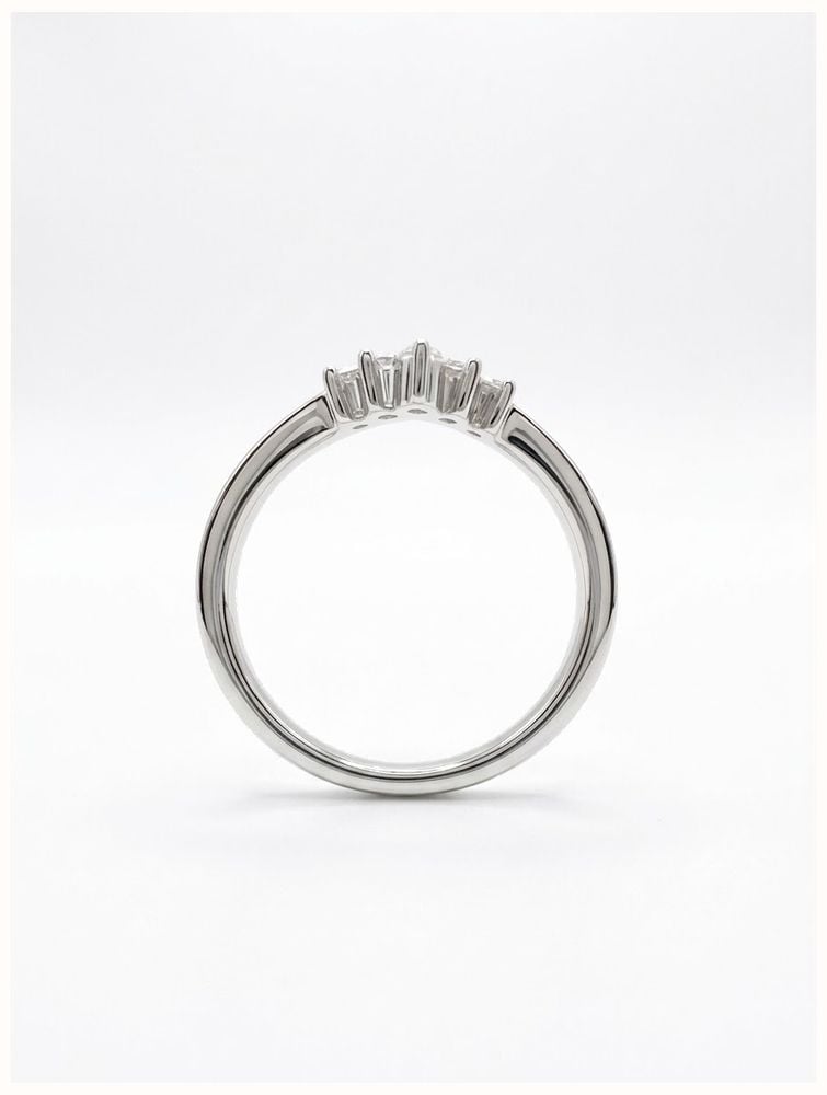 5 Stone Pavé Natural Diamond Platinum Chevron Half Eternity Band J8293 - alternate view 3