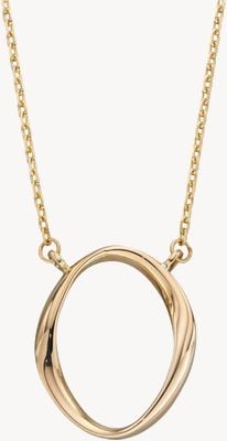 Elements Gold 9ct Yellow Gold Open Circle Delicate Pendant And Chain GN353
