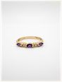 James Moore & Co .02ct Natural Diamond & 3 Amethyst Stones 9ct Yellow Gold Band Ring SM**