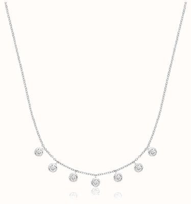 James Moore TH Silver Rhodium Plated Cz Necklet G3437
