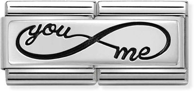 Nomination Classic DOUBLE ENGRAVED Steel And Silver Sterling Silver CUSTOM You INFINITE Me Charm 330710/43