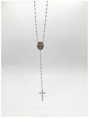 James Moore & Co Silver Rhodium plated rosary Bead Necklace J63175