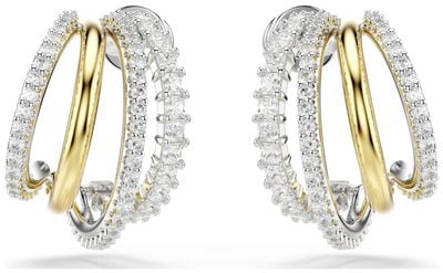 Swarovski Hyperbola Hoop Earrings White Crystals Mixed Metals 5689718