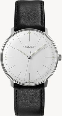 Junghans Men's Max Bill Automatic Black Leather Strap Sapphire 27/3501.02