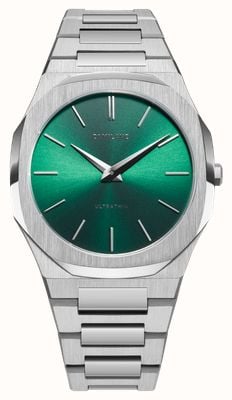 D1 Milano Ultra Thin Scarebeo (40mm) Green Sunray Dial / Stainless Steel Bracelet UTBJ37