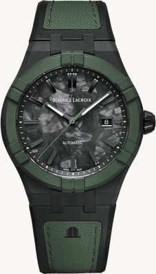 Maurice Lacroix AIKON-IC FROZEN CARBON DEEP FOREST Limited Edition (43mm) Green Frozen Carbon Dial / Green Bi-Rubber Strap Watch AC6008-TTL50-630-2