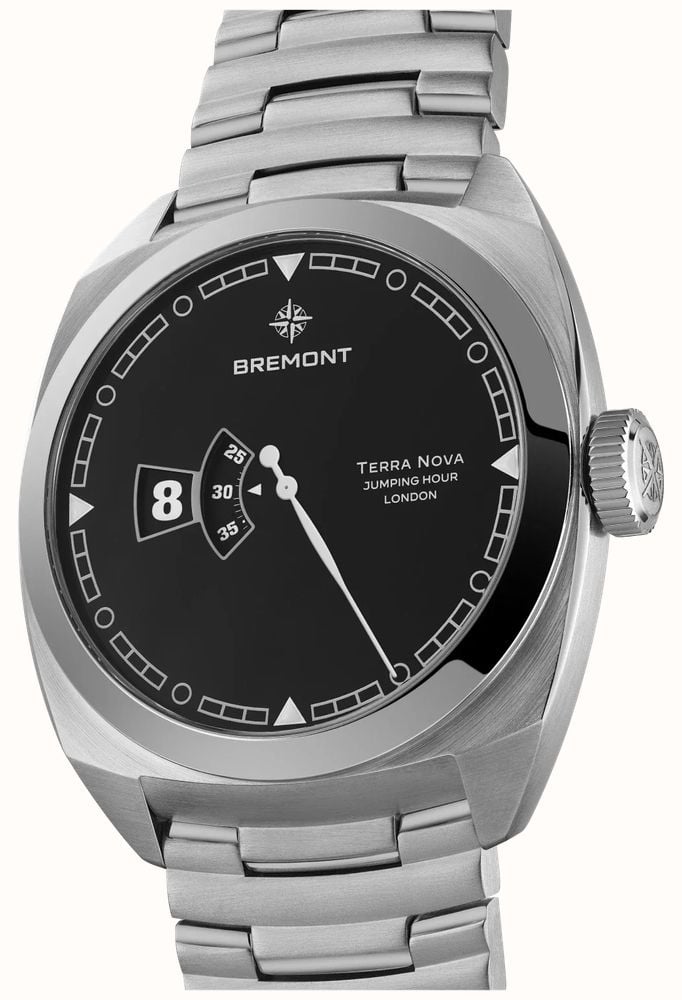 Bremont Terra Nova Jumping Hour Automatic (40.5mm) Black Lacquered Dial / Stainless Steel Bracelet TN40-JH-SS-BK-B - alternate view 3