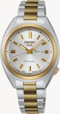 Seiko 5 Sports ‘Hebitama’ SNXS Automatic (32mm) Silver Dial / Two-Tone Stainless Steel Bracelet Watch SRE024K1-EX DISPLAY