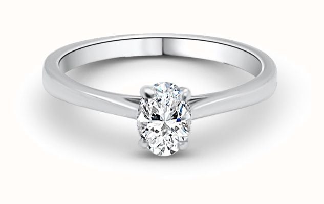 Platinum Oval Cut Diamond Ring 0.41ct E Vs1 Ex Ex J60440