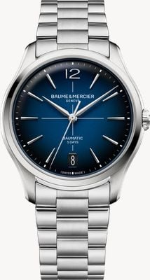 Baume & Mercier Clifton Baumatic (39mm) Gradient Blue Lacquered Dial / Stainless Steel Bracelet Watch 10792
