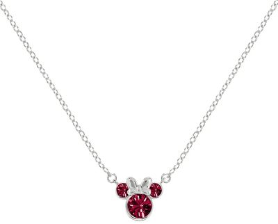 Disney Minnie Mouse July Cz Ruby Birthstone 16" Silver Neclace N905424SJUYL-16.PH