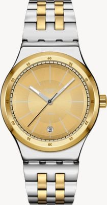 Swatch GOLDCLOAK MECHANISM (42mm) Gold Dial / Two-Tone Stainless Steel Bracelet YIS437G