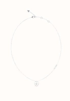 Guess Amore Ladies Silver Crystal Heart Necklace 18 Inch UBN05056RH