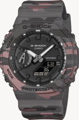 Casio G-Shock 2100 Series Original Camouflage (45.4mm) Black Dial / Red Camo Resin Band GA-2100CM-8AER