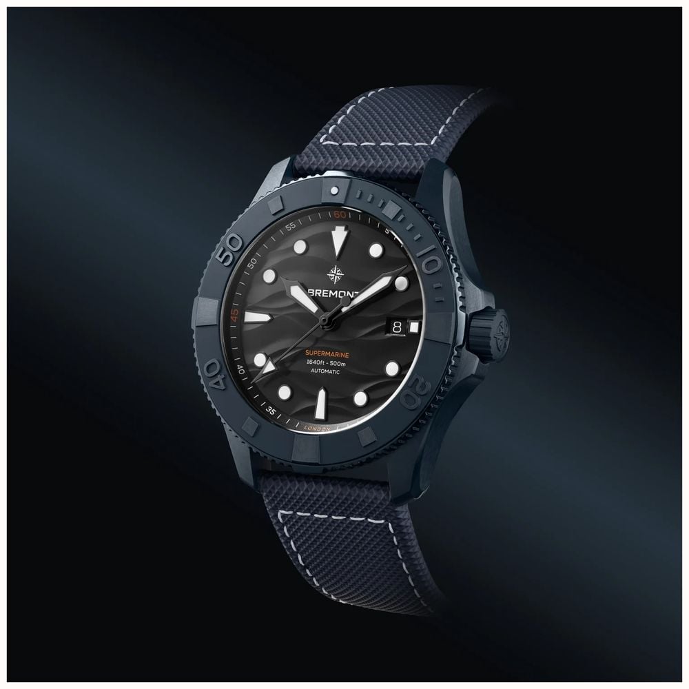 Bremont Supermarine Full Ceramic Deep Blue Limited Edition (43mm) Black 3D Pattern Dial / Blue Hybrid Strap SM43-DT-BLCER-BK-L-S - alternate view 6