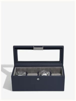 Stackers Four Piece Watch Box Navy Blue 76064