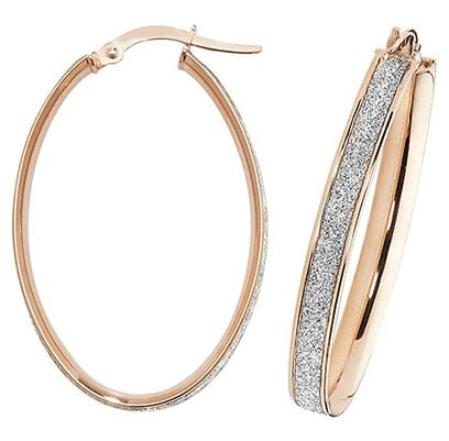 Treasure House ER1023R-V4 9k Rose Gold Oval Hoop Earrings Jewellery