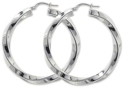 Silver Twisted 30mm Hoop Eearings G5113