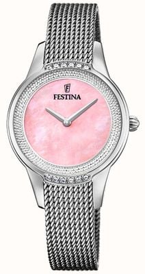 Festina Mademoiselle (30.2mm) Pink Mother Of Pearl Dial / Stainless Steel Mesh Bracelet F20494/5