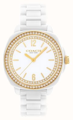 Coach Women's Kitt (34mm) White Dial / White Ceramic Bracelet 14504562