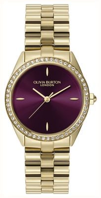 Olivia Burton Sports Luxe (34mm) Cherry Lacquer Dial / Gold-Tone Stainless Steel Bracelet 24000272
