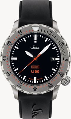 Sinn U50 HYDRO TEGIMENT 5000m (41mm) Black Dial / Black Silicone Strap Watch 1051.030 BLACK SILICONE