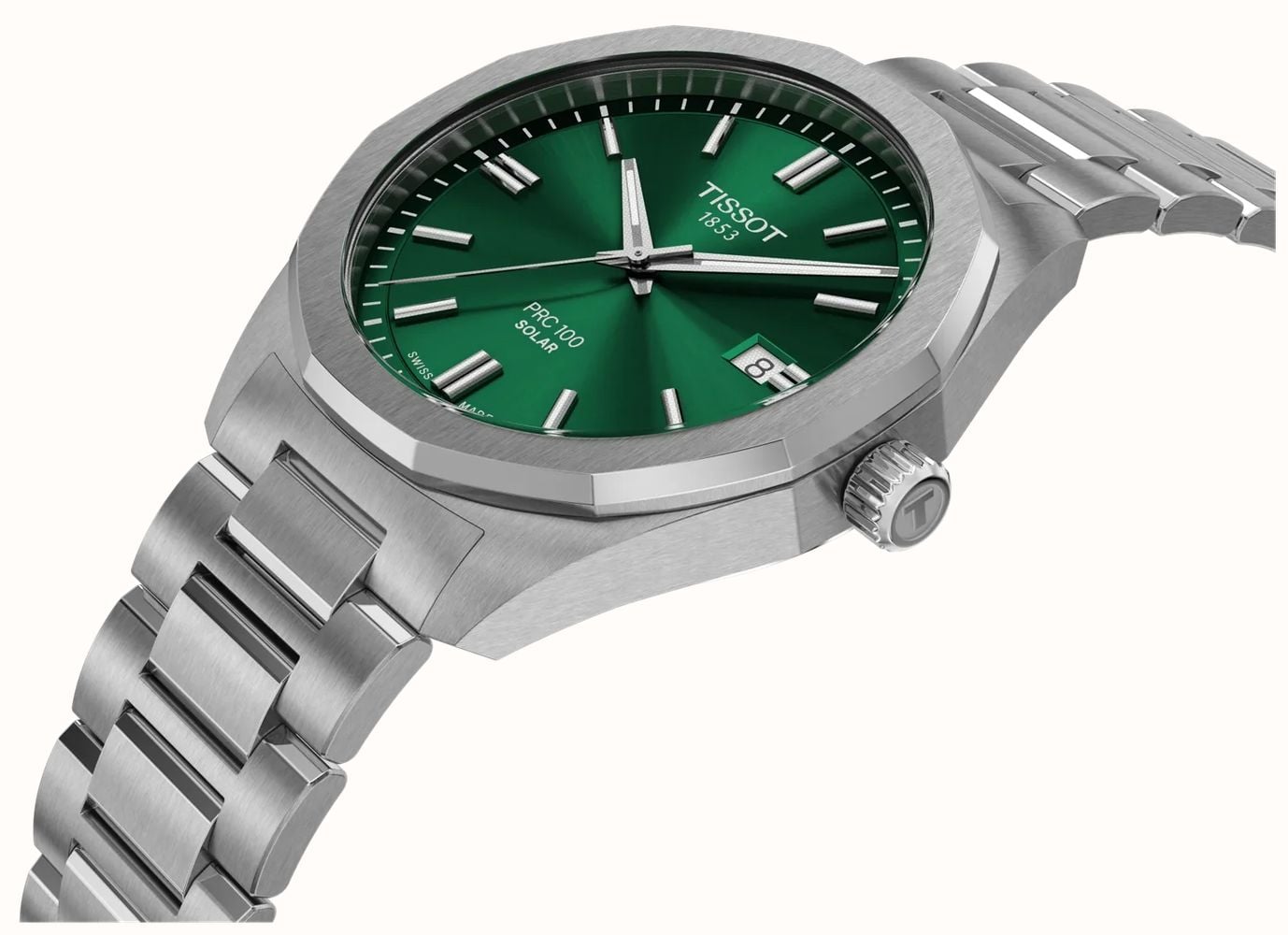 Tissot PRC 100 Solar (39mm) Green Sunray Dial / Stainless Steel Bracelet T1514221109100 - alternate view 2