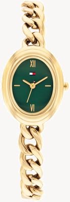 Tommy Hilfiger DEMI OVAL Three-Hand Quartz (21.5mm) Green Dial / Gold PVD Stainless Steel Bracelet 1782877