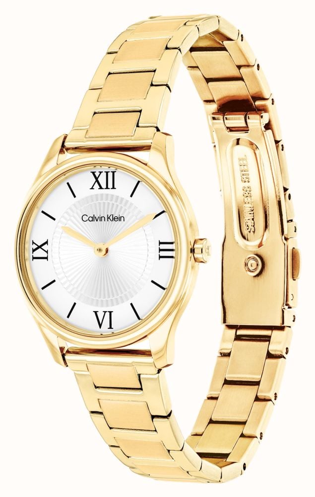 Calvin Klein Sculpted Essentials (28mm) White Dial / Gold PVD Stainless Steel Bracelet 25100214 - alternate view 3