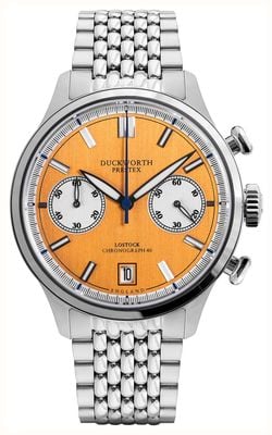 Duckworth Prestex Lostock Quartz Chronograph (40mm) Orange Sport Dial / Stainless Steel Bracelet D547-05 ST