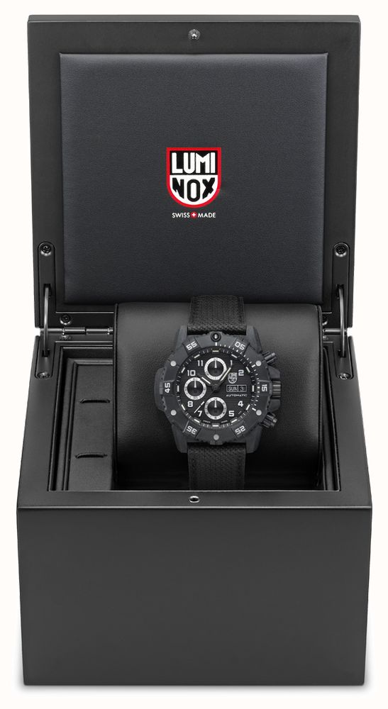 Luminox Master Carbon SEAL Auto Chrono 3880 Series (45mm) Black Dial / Black Technical Matrix Leather Strap Watch XS.3881 - alternate view 15