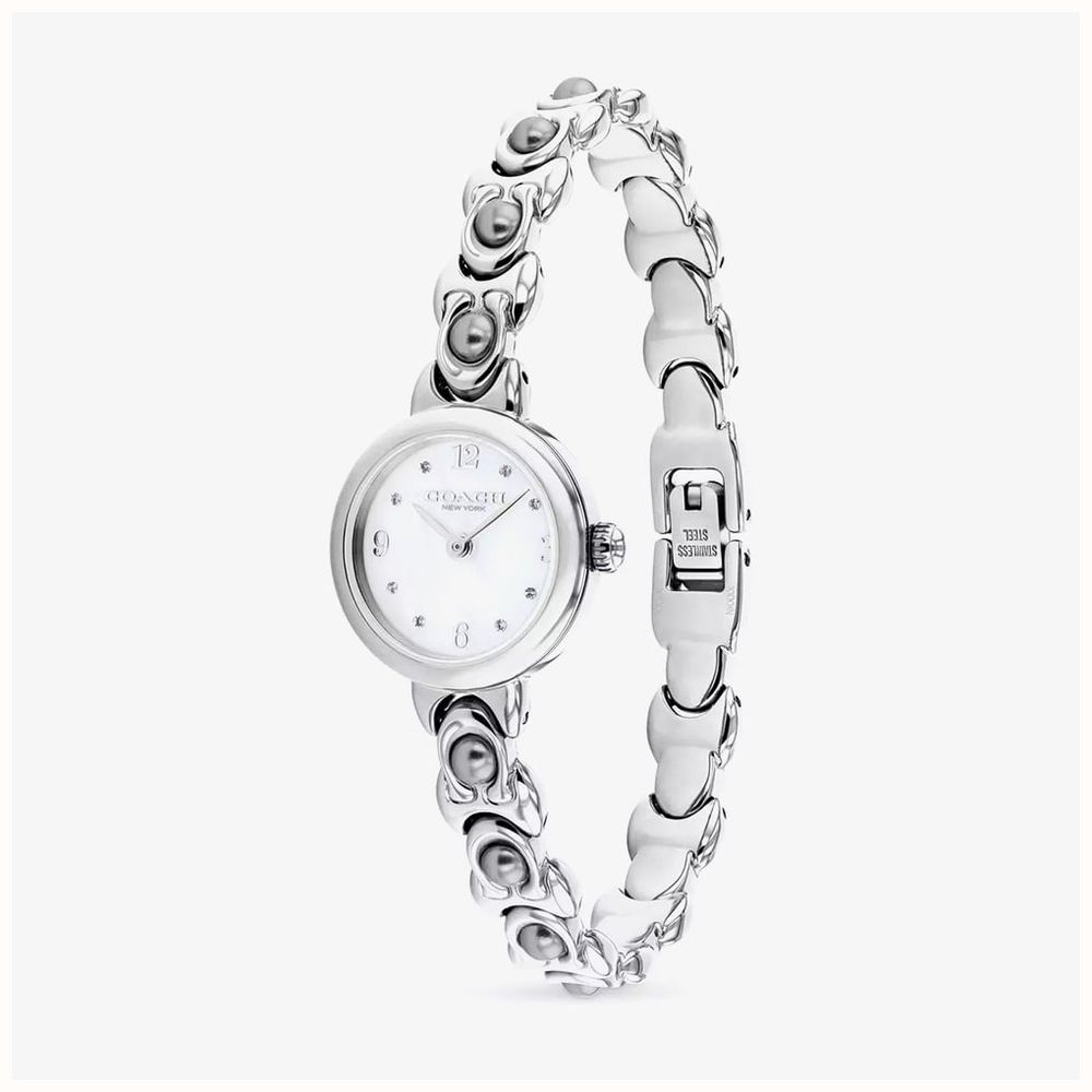 Coach Ladies Iris Mother of Pearl Dial Pearl Bracelet Watch 14504698 - alternate view 2