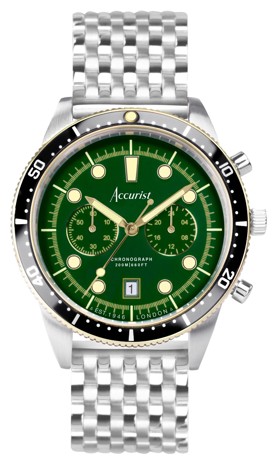 Accurist 72003 Men's Dive Chronograph (42mm) Green Dial / Watch