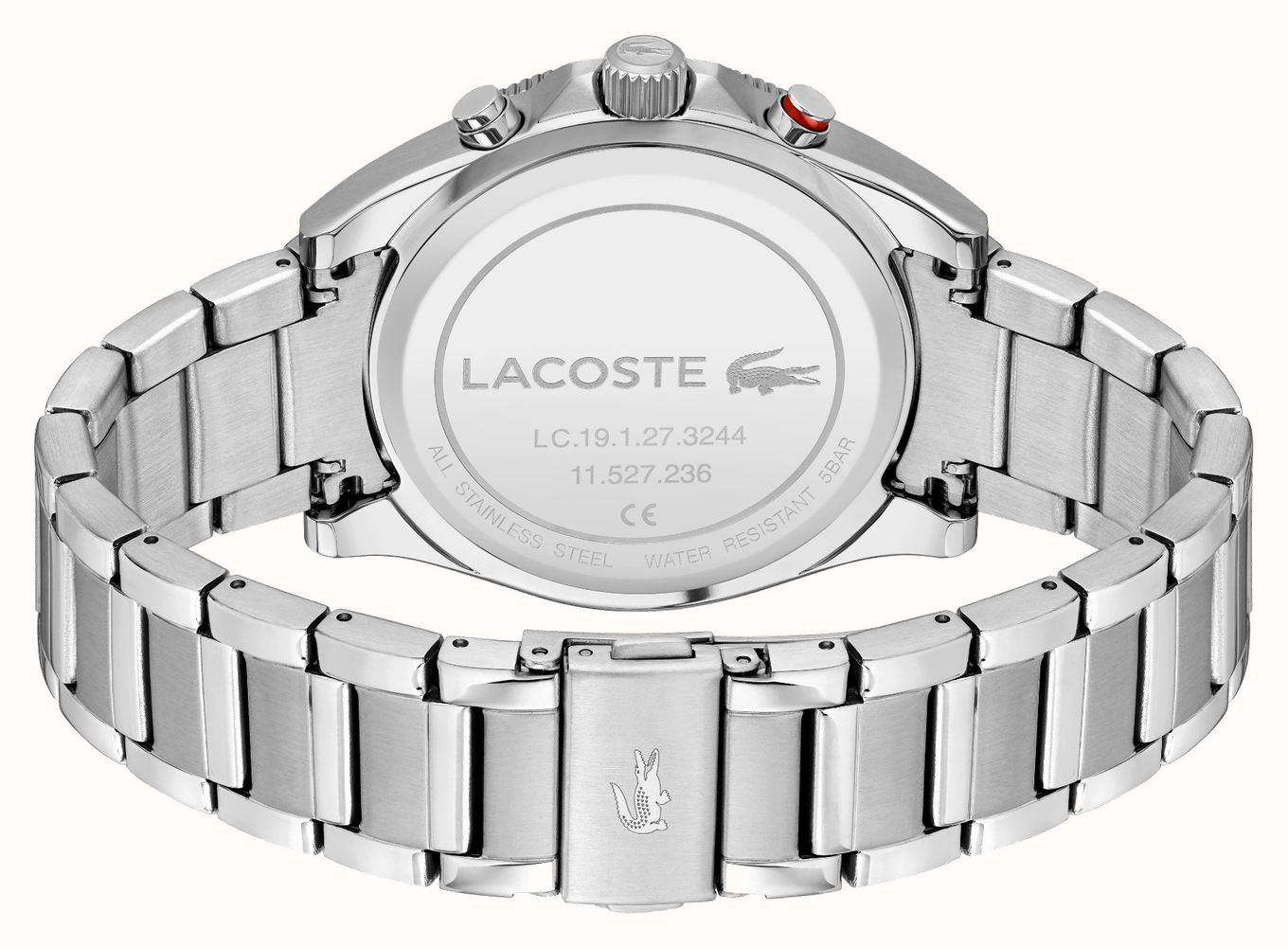 Lacoste Men's Mainsail (44mm) Silver Dial / Stainless Steel Bracelet ...