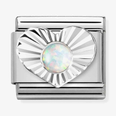 Nomination Classic Heart White Opal Sterling Silver Charm 330508/07
