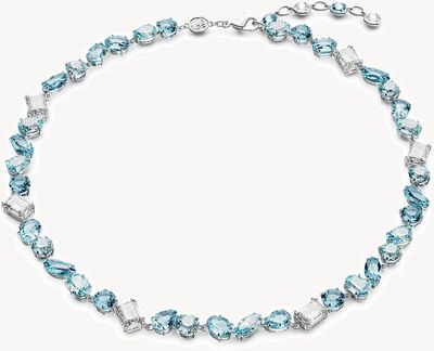 Swarovski Gema Necklace Rhodium Plated Blue and White Crystals 5666007