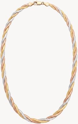 18ct 3 Colour Y/G W/G R/G Twist Necklace J74420