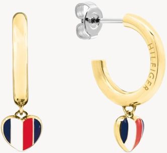 Tommy Hilfiger tainless Steel Gold Tone Heart Hoop Earrings 2781067