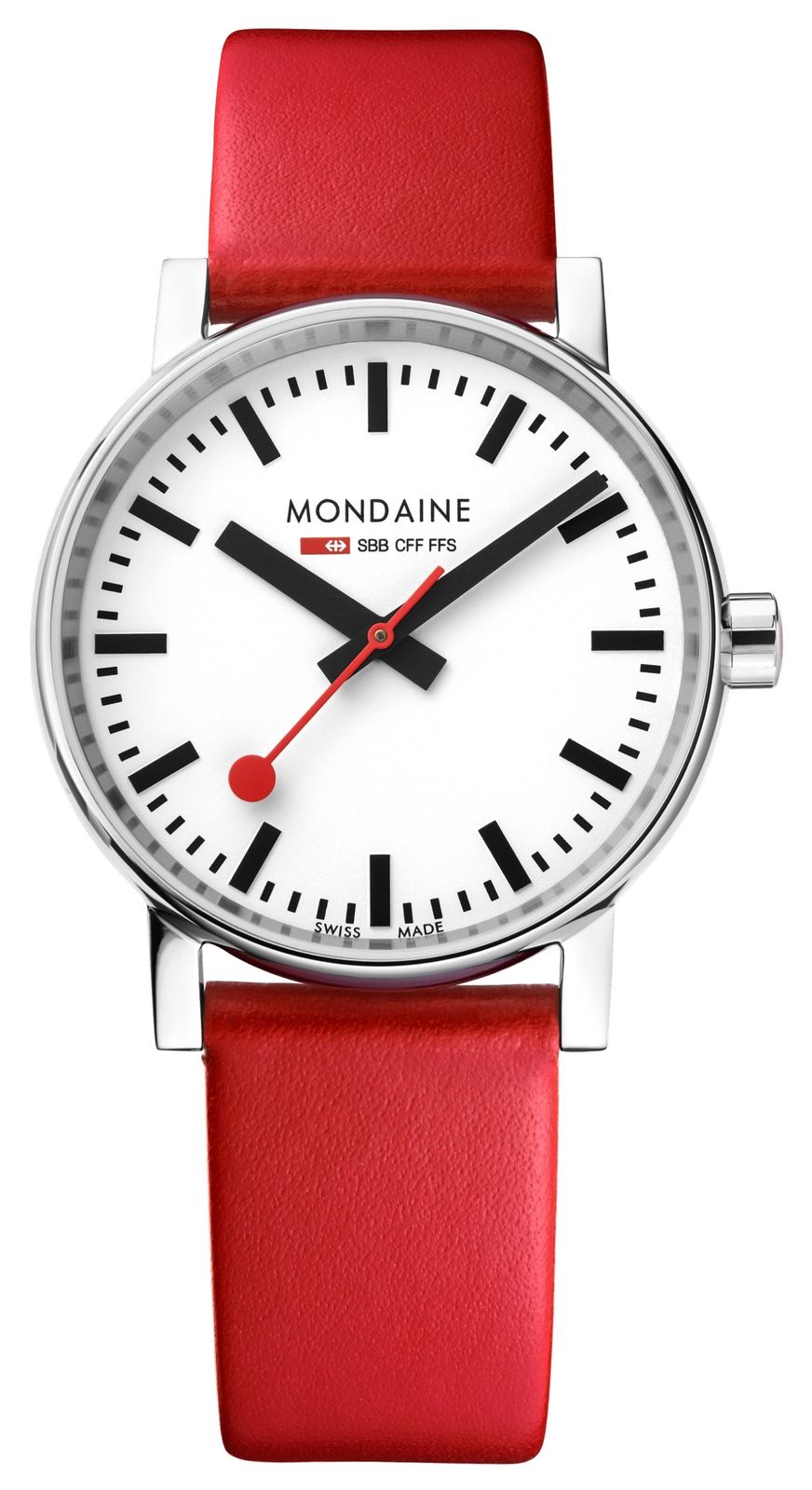 Mondaine MSE.35110.LCV Evo2 (35mm) White Dial / Red Vegan Watch