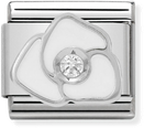 Nomination Composable CL SIMBOLS Stainless Steel Enamel 1 Cub. Zirc And 925 Silver WHITE Rose 330305/06