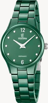 Festina Ceramic Quartz (30.5mm) Green Dial / Green Ceramic Bracelet F20751/6