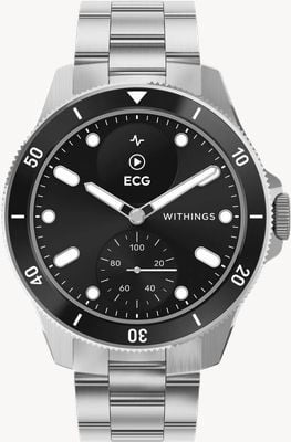 Withings ScanWatch Nova - Clinically Validated Hybrid Smartwatch (42mm) Black Hybrid Dial / Stainless Steel Watch HWA10-MODEL 9-ALL-INT