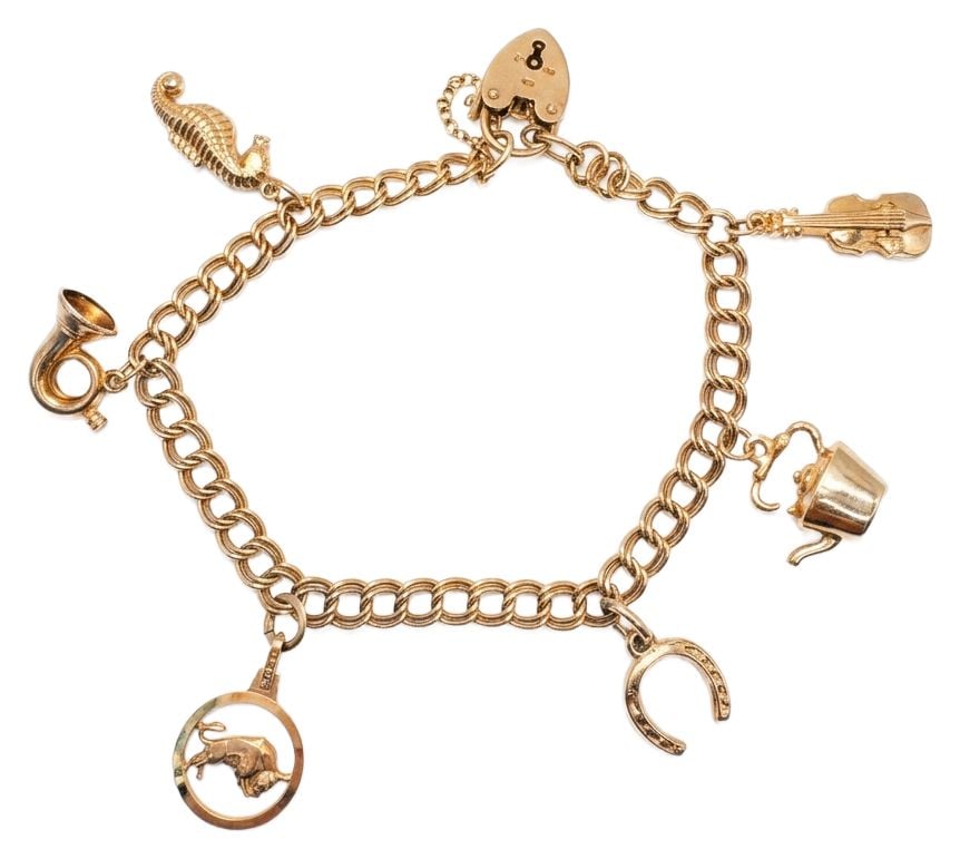 Pre-owned J96277 9ct Yellow Gold Small Charm Bracelet Jewellery