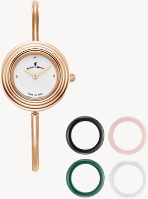 Jacques Du Manoir Aurora Watch & Topring Boxset (26mm) White Dial / Rose-Gold PVD Bangle Braclet JWL05402