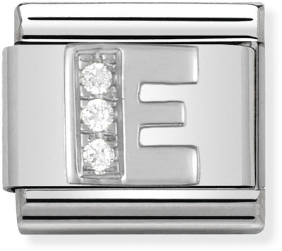 Nomination Classic Letter E Sterling Silver & Steel Cubic Zirconia Charm 330301/05